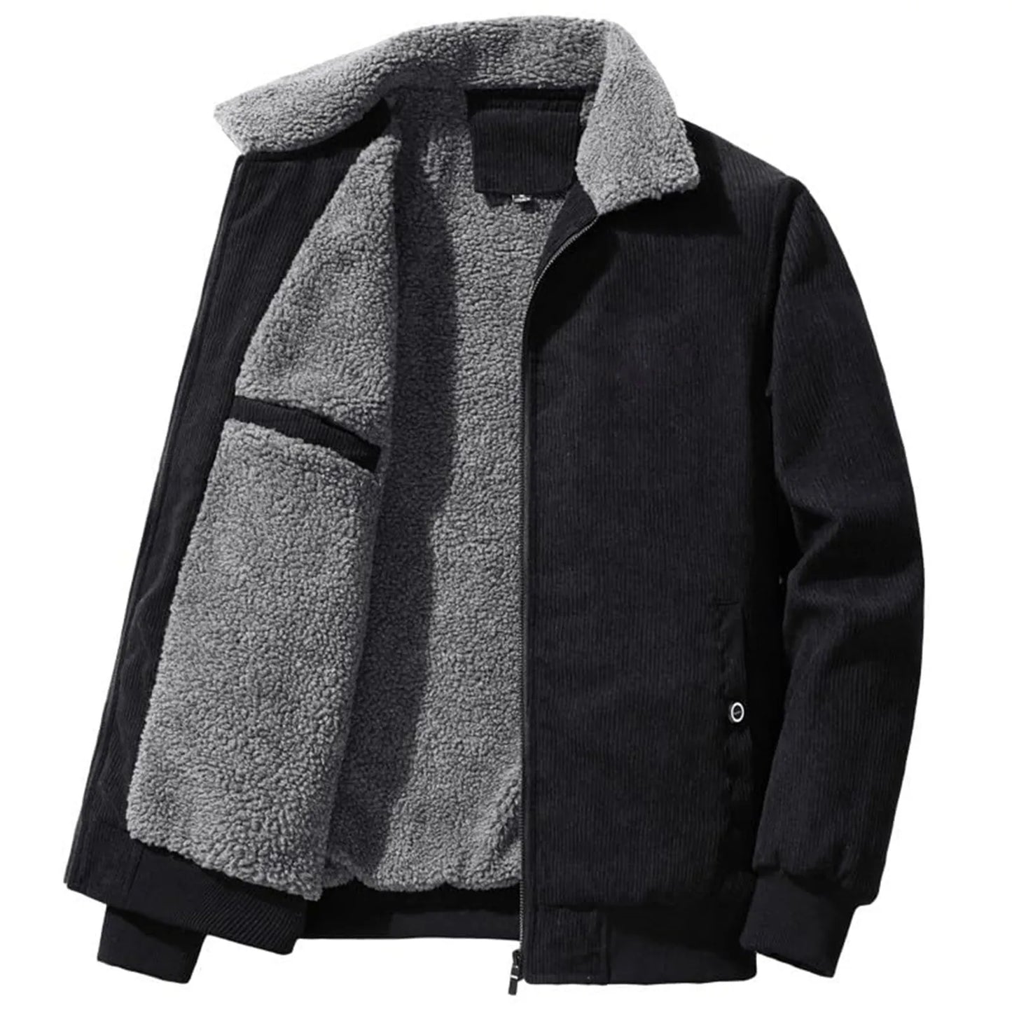 Male Cotton Jackets Padded Warm Loose Parka Coat Corduroy Short Jacket Man Solid Zip Windbreaker Winter Men's Fleece Jacket