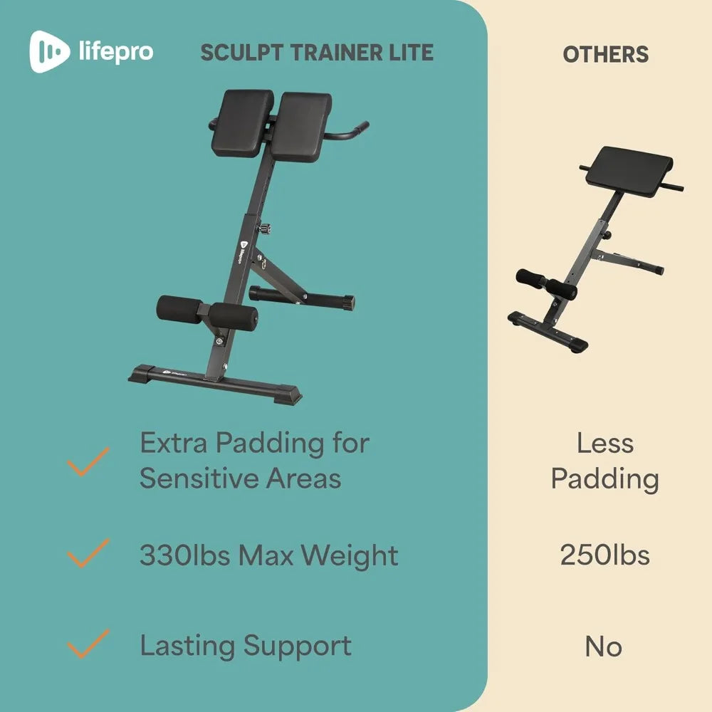 Lifepro SculptTrainer Roman Chair – Hyperextension Bench for Strength Training – Adjustable Back Extension Machine, Ab Bench & F