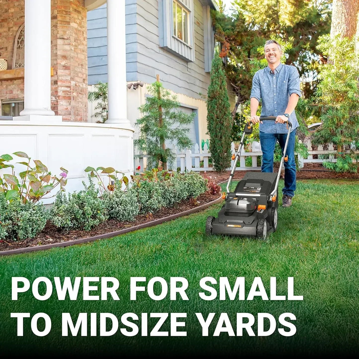 40V 17'' Cordless Lawn Mower for Medium Size Yards, 2-in-1 Electric Mower Cuts to Edge, Compact & Lightweight Push Lawn Mower wi