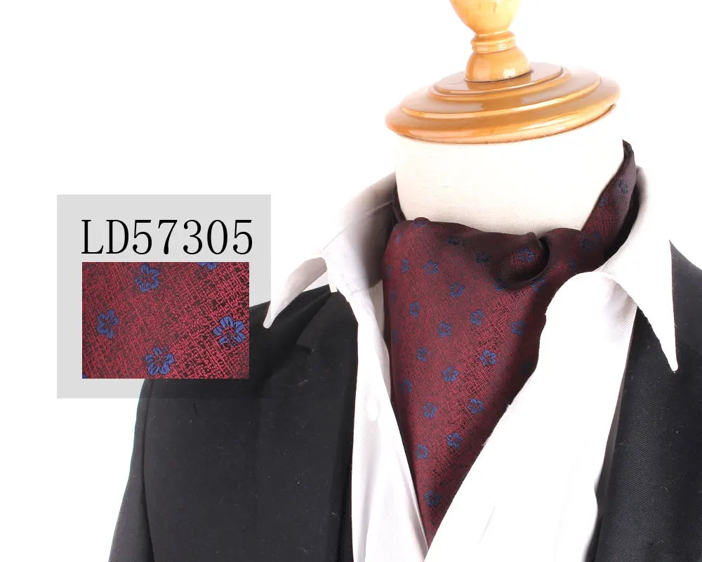 Jacquard Floral Paisley Cashew Tie Wedding Formal Cravat Ascot Scrunch Self British Gentleman Polyester Neck Tie For Men Luxury