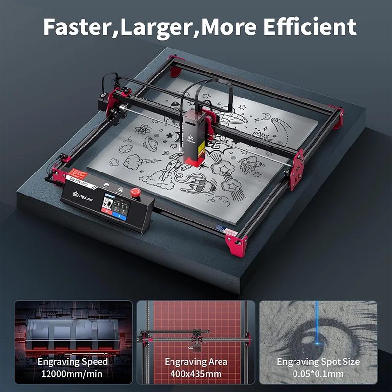 Algolaser Powerful Woodworking Laser Cutter Engraver Table 40*43cm Metal/Wood/Acrylic/Glass CNC Laser Cutting Engraving Machine