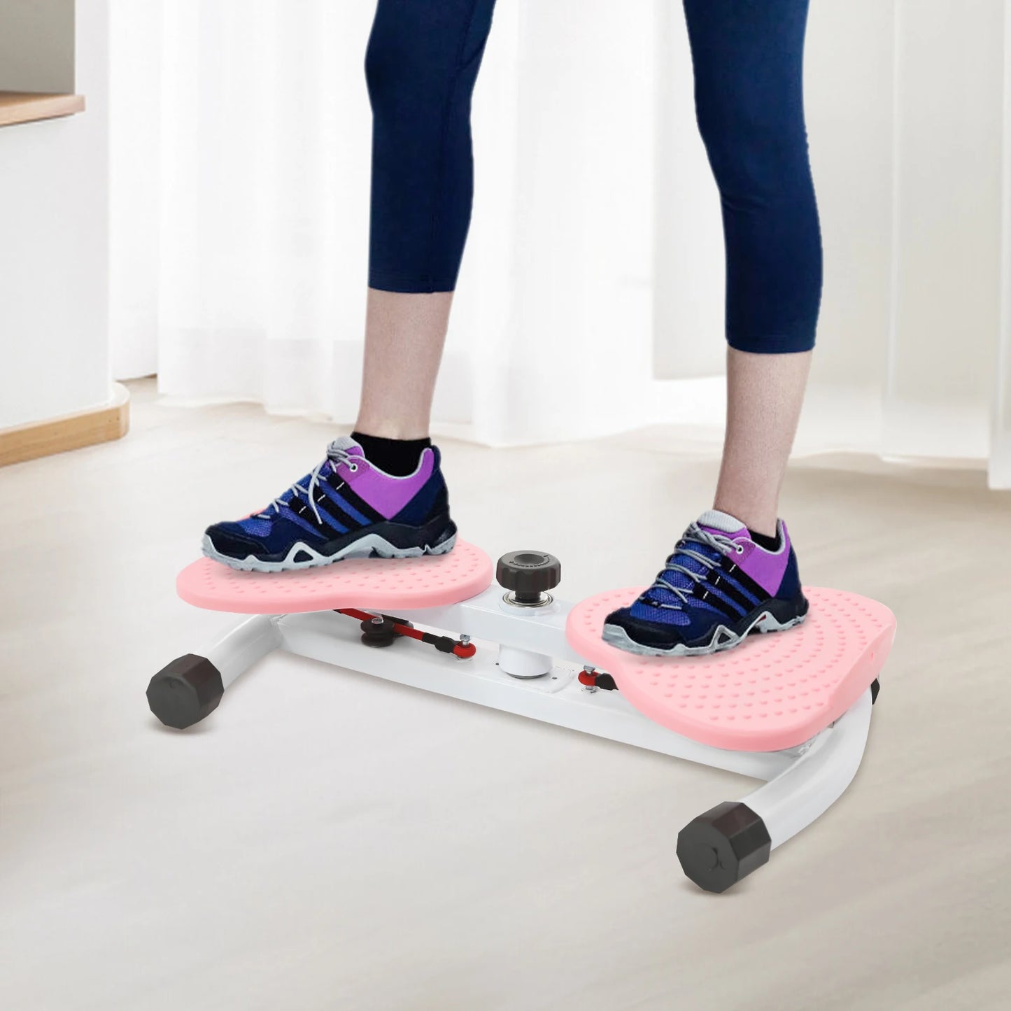 Pink Steel Waist Twister, Floor Standing Waist Twist Exercise Equipment 53.5*32*12cm Legs Distance 48cm for Homes,Offices