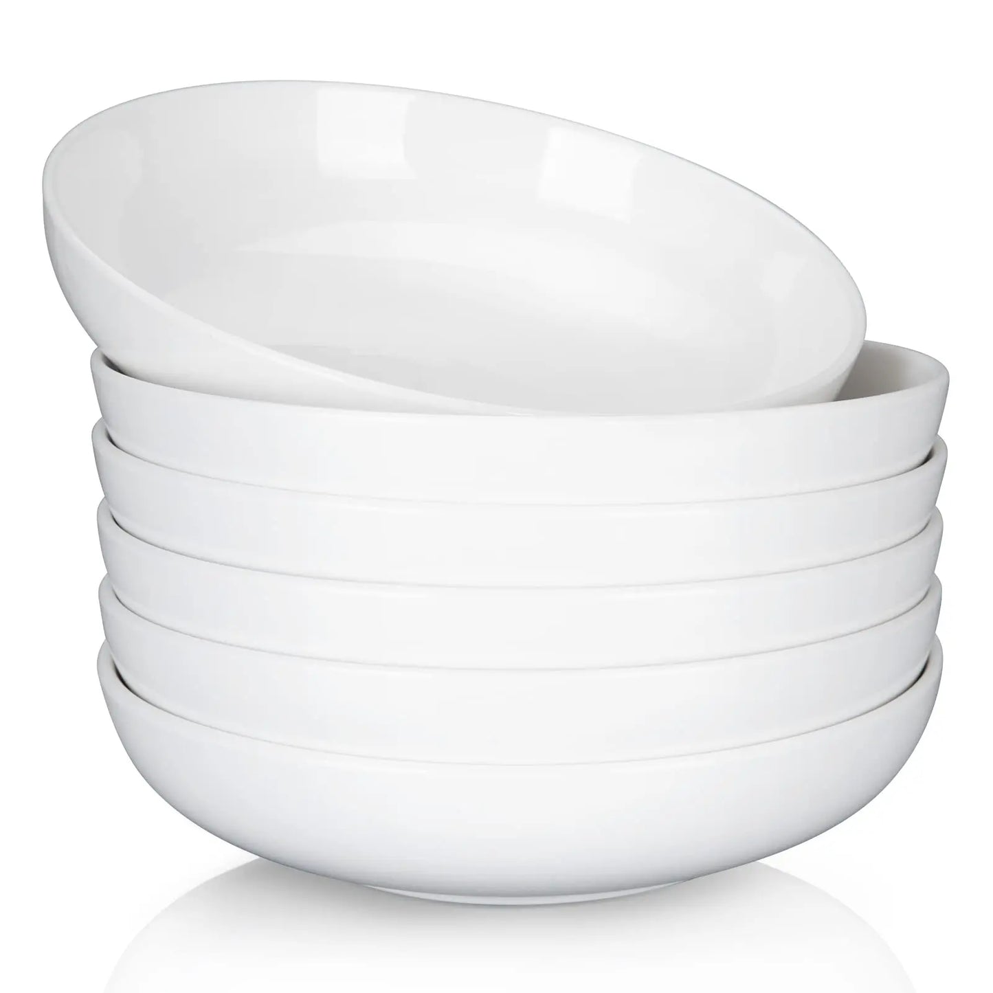 Cibeat 22 Ounce Porcelain Pasta Bowls Set 6 Pack Premium Ceramic Large Capacity Plates for Salad and Soup, Serving Bowl
