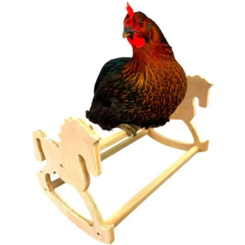 Chicken Roosting Bar Perch Rocking Horse Bird Toy for Coop Strong Wooden Chicken Swing Ladder for Parrots Baby Chicks Coop Chook
