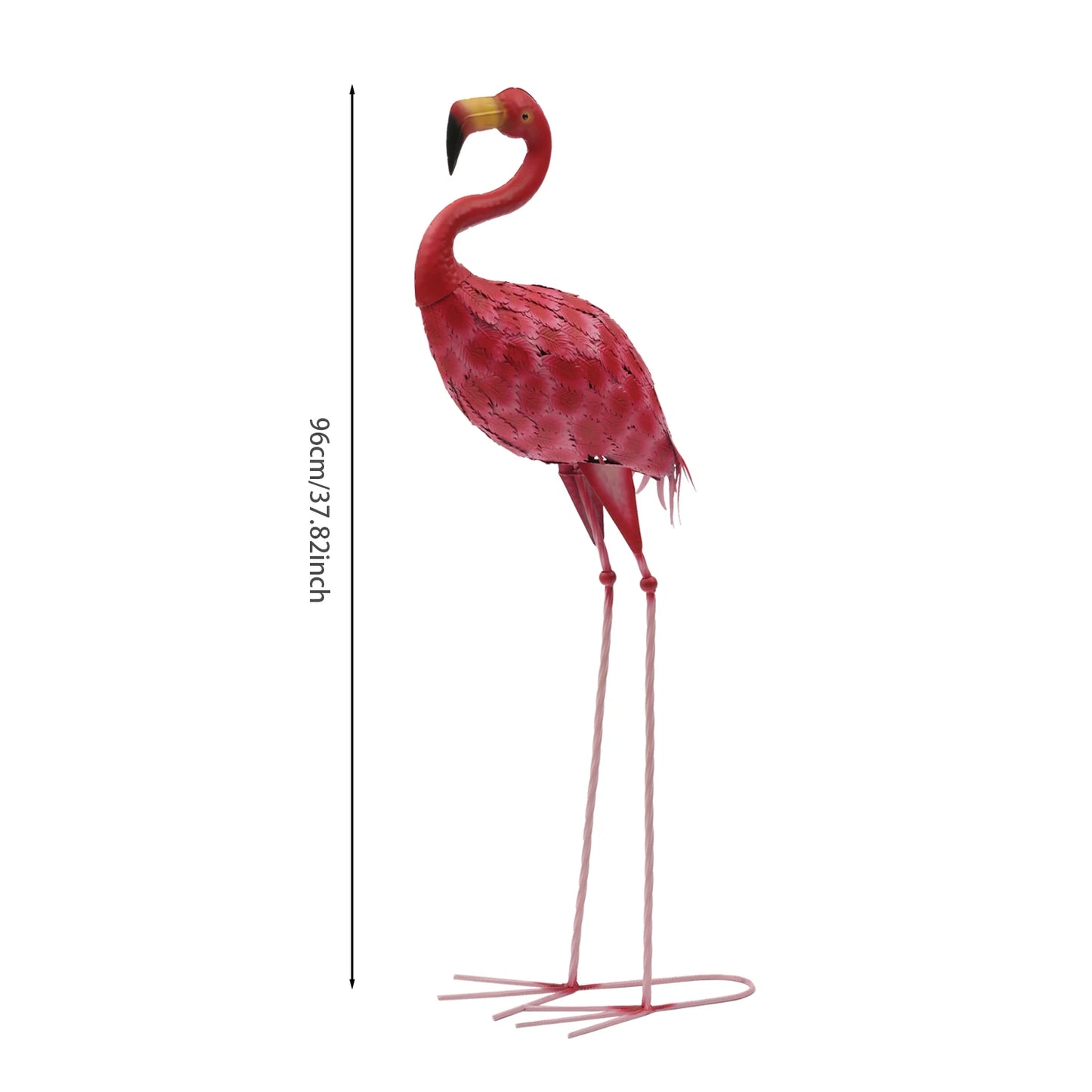 1 Pcs Pink Flamingo Metal Sculpture Garden Statues Large Bird Sculptures Yard Art Outdoor Decoration