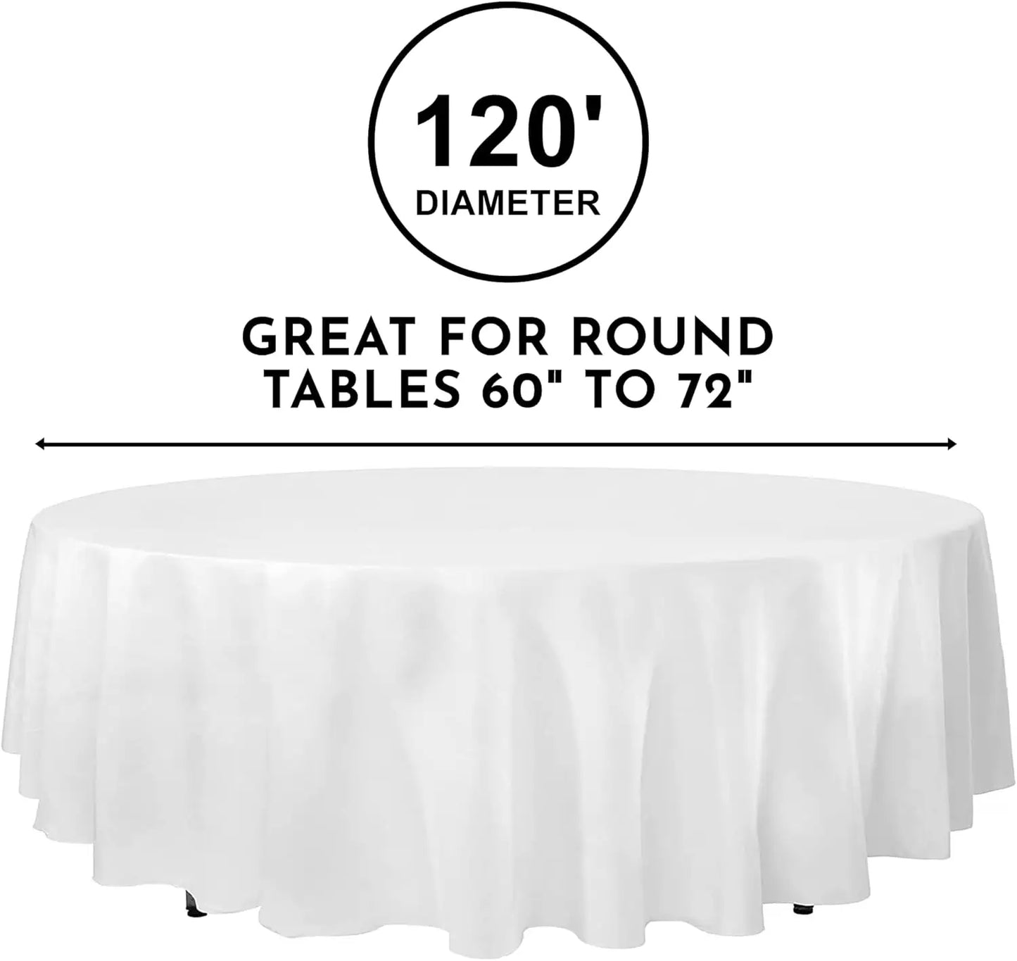 12 Pcs 120" inch White Round Tablecloths Linen Polyester Fabric Cover Cloths for Wedding Party Reception Kitchen & Dinning