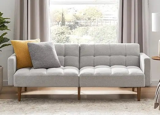 Mid Century Modern Futon Sofa Bed, 76.8" Loveseat Sleeper Couch for Small Spaces, Living Room Furniture