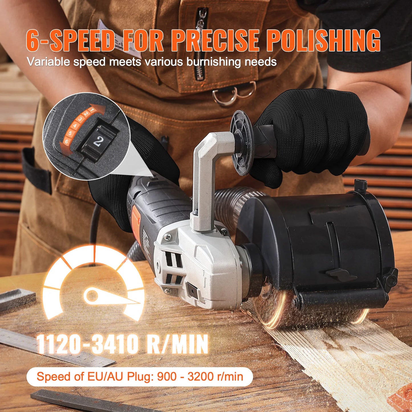 SucceBuy Burnishing Polishing Machine Variable Speed Surface Conditioning Tool Electric Metal Burnishing Machine for Wood Steel