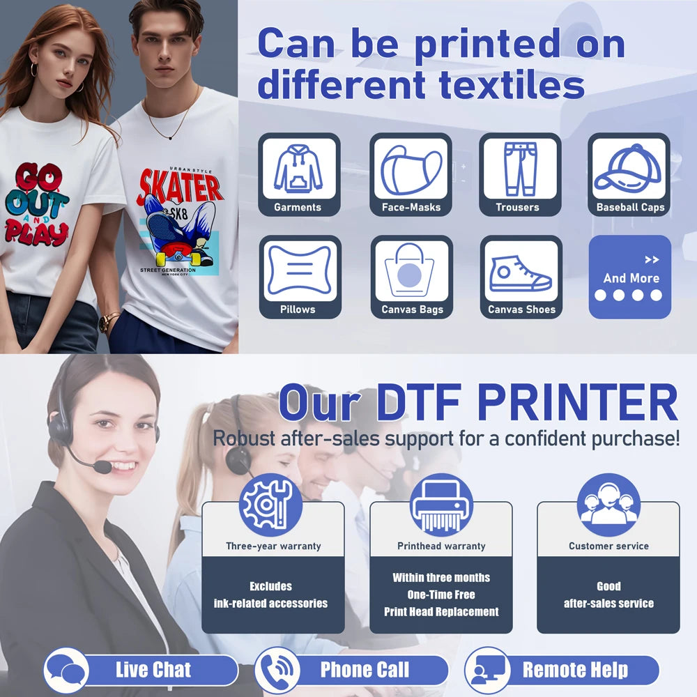 A3 DTF Printer L805/XP600 Impresora A3 DTF Printing Machine Direct to Film T-Shirt Printers DTF Printers For T-Shirt Hoodies