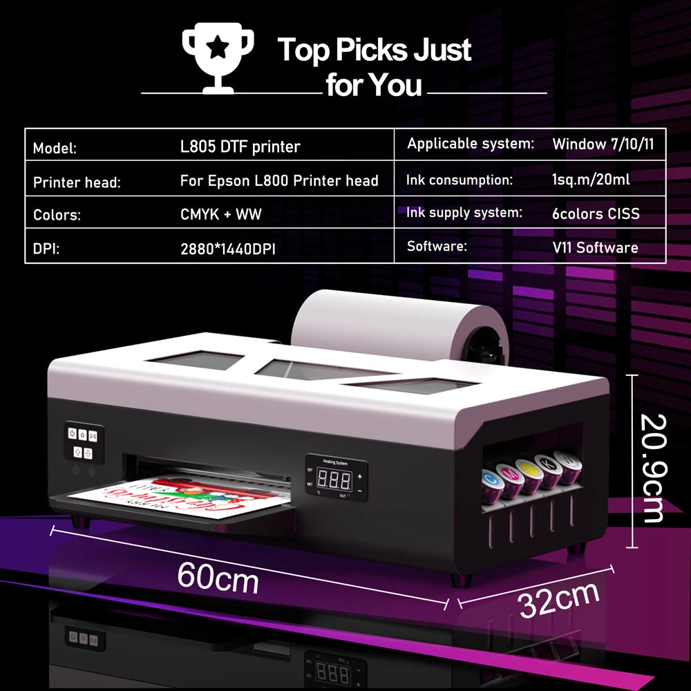 US EU Stock DTF Printer A3 A4 For Epson XP600 L805 DTF Printer uv dtf printer A3 Directly To Film t shirt Printing Machine