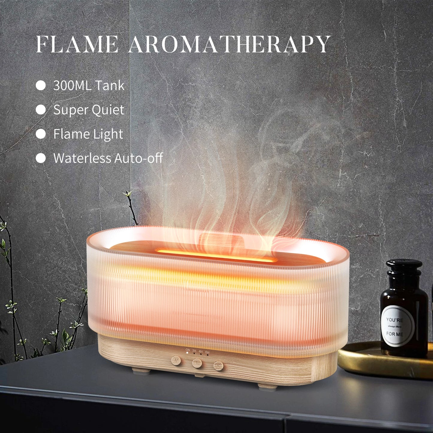 Sejoy Air Humidifier Small Size Ultrasonic Cool Mist Maker Aroma Diffuser LED Essential Oil Flame Lamp Home Appliance