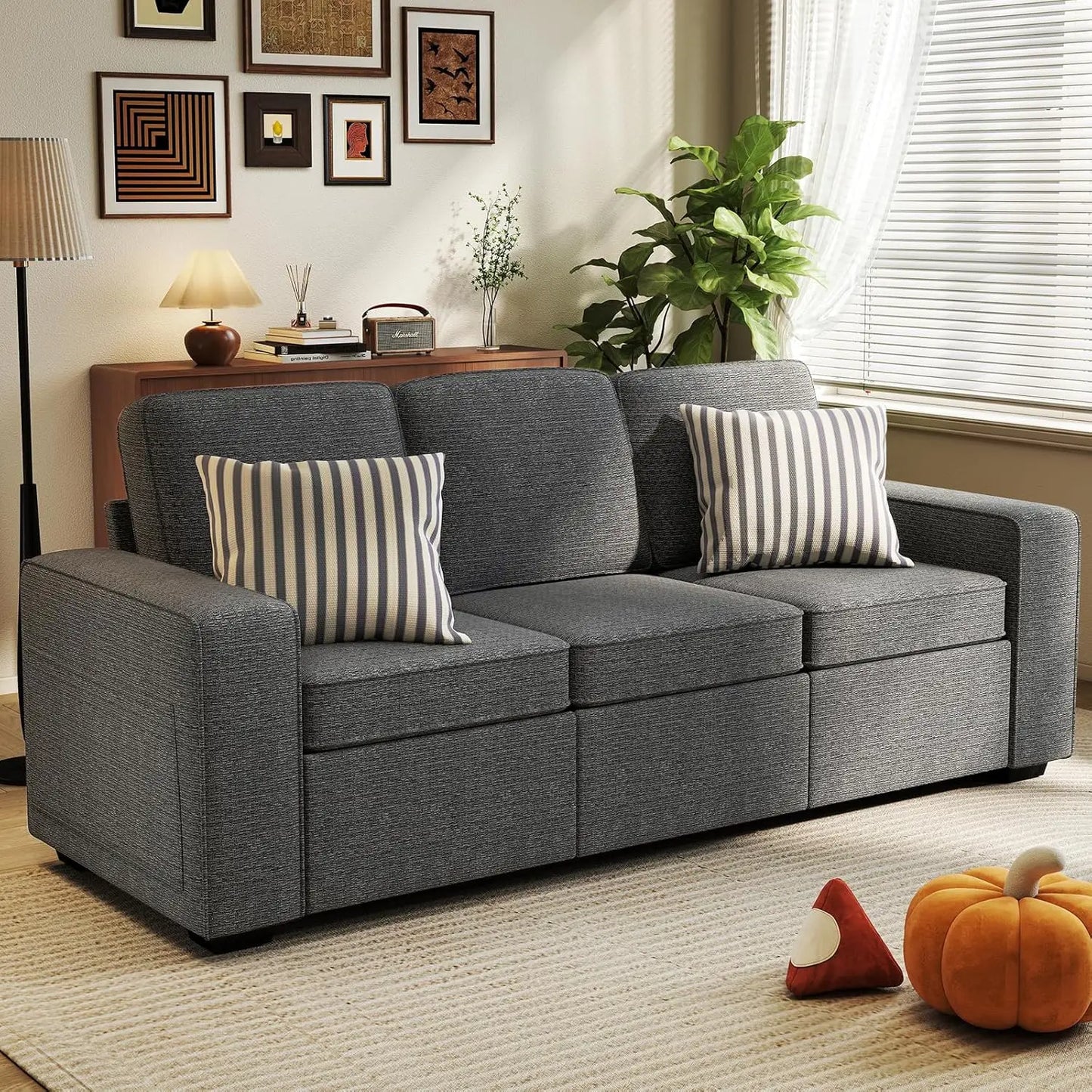 80" Modern Sofa Couch, Soft Chenille Sofas for Living Room Furniture,3 Seater Deep Seat Comfy Lounge Sofa