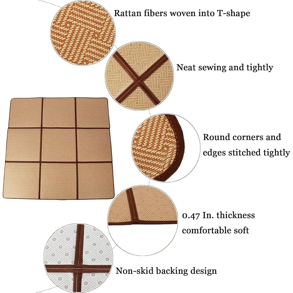 71'' x 71'' Japanese Rug Tatami Rug Mat 0.47'' Thick Japanese Floor Mattress Rattan Non-Slip Breathable Memory Foam Area Rug Be