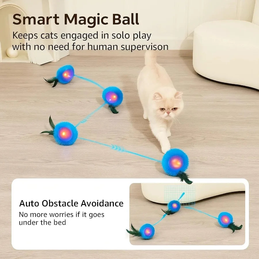 Interactive Cat Toys Play Mat with Automatic Motion Balls LED Lights Bird Chirping Sound 3 Speed Levels Indoor Enrichment Cat P