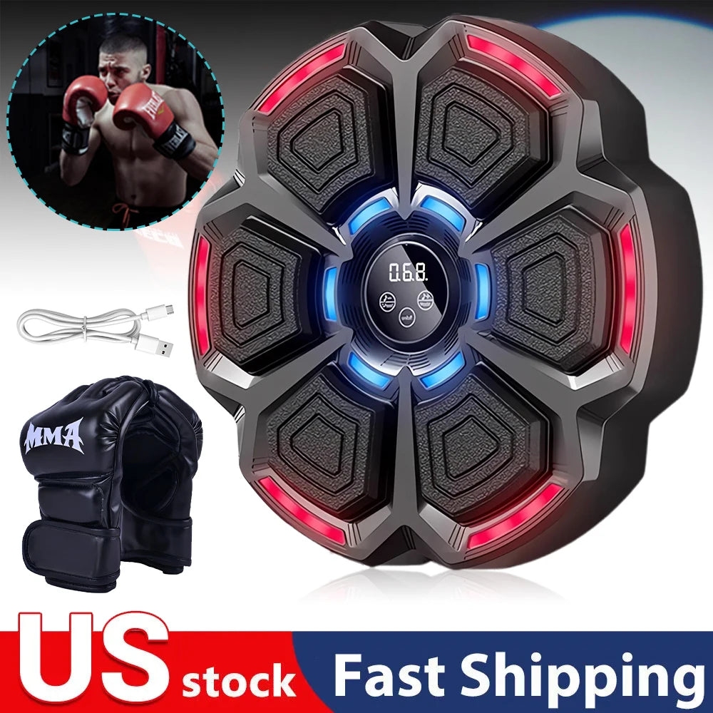 Music Boxing Machine Boxing Workout Machine Adjustable Speed Wall-Mounted Exercise Equipment Type C Rechargeable for Adults Kids