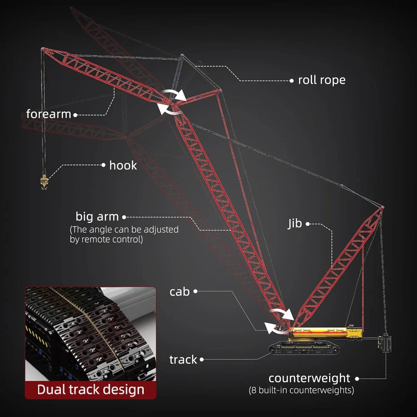 MOULD KING 17015 Technology Liebherr LR13000 Crawler Crane Building Blocks Toy Set Men's Birthday Gift
