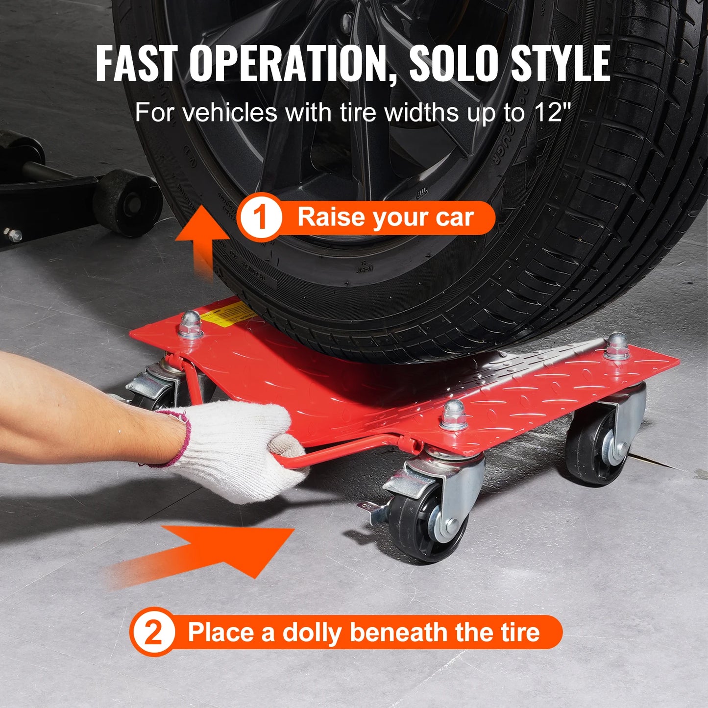 SucceBuy Wheel Dolly 8000 lbs Capacity Heavy-Duty Steel Car Mover Car Tire Stake Set with Brakes Vehicle Moving Cart Car Truck