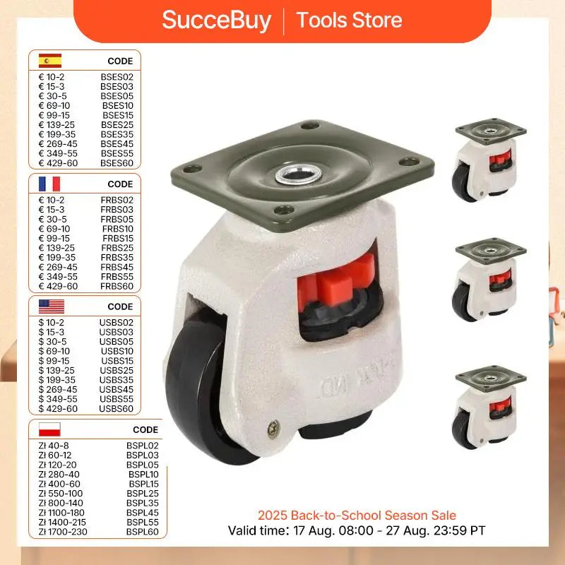 VEVOR 4Pcs Leveling Casters Self Leveling Caster with 3300lbs Capacity Per Set & 360 Degree Swivel for household and outdoor