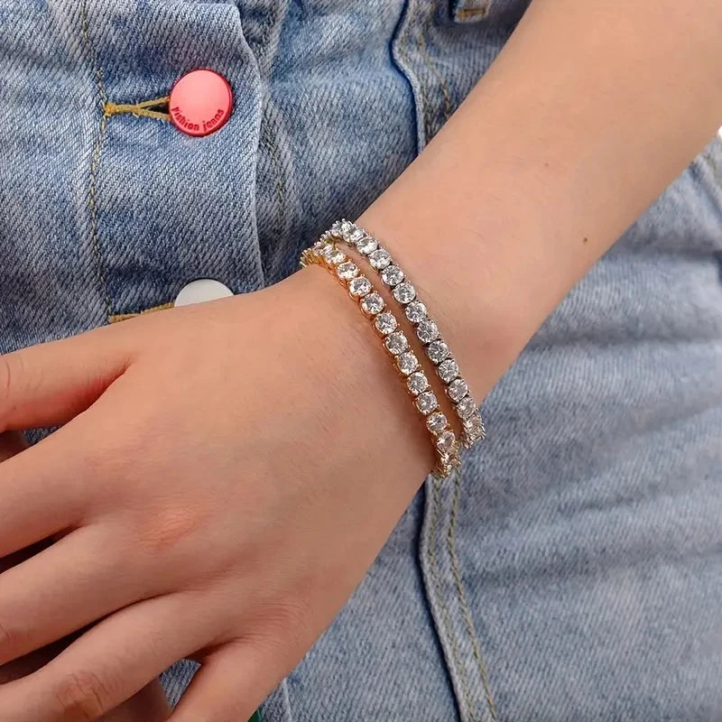 1pc S925 Sterling Silver 4mm Moissanite Tennis Bracelet, Unisex, 4mm Total Weight:21.45g| Gemstone Jewelry | Gifts for Him | Gif