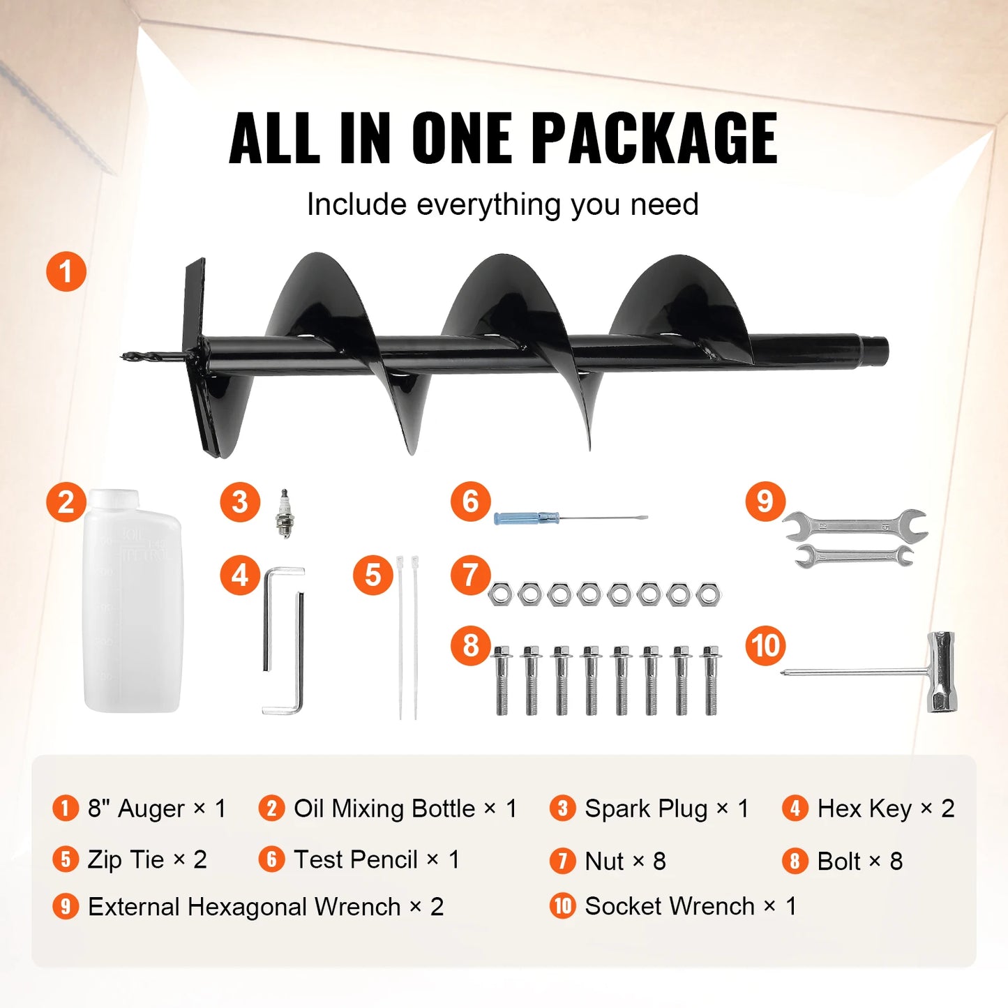 SucceBuy Fuel-powered Auger Post Hole Digger Gas Powered Earth Auger Borer Ground Petrol Earth Auger Post 52cc/43cc Hole Digger