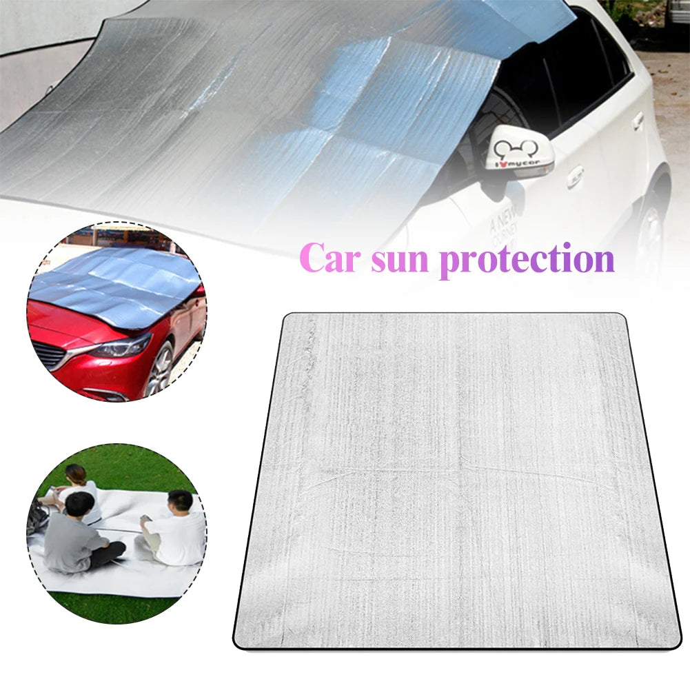 Waterproof Camping Mat Aluminum Foil Pad Double-Sided Outdoor Floor Mat 78x78in with Storage Bag for Outdoor Beach Parks