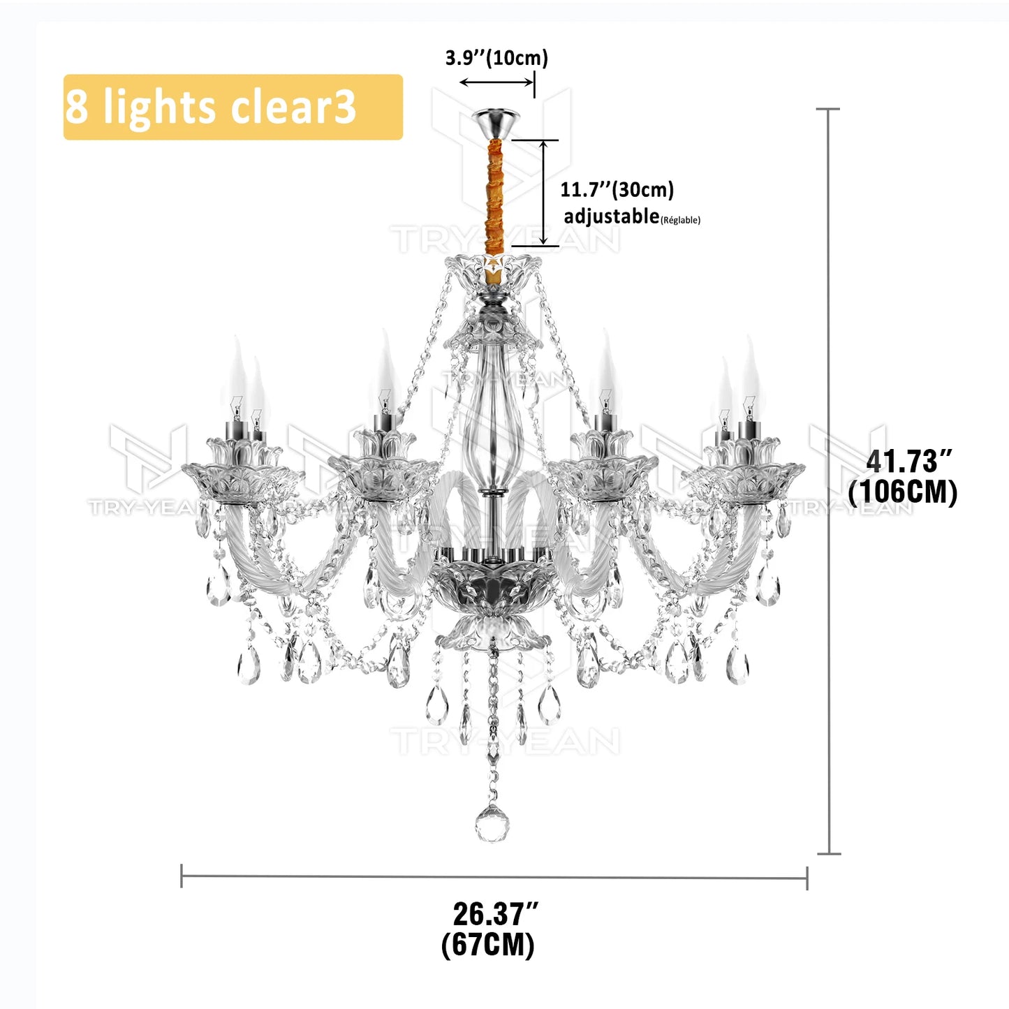Ridgeyard 4-18 Arms K9 Crystal Chandelier Modern Luxury Boutique Country Style For Hallway Living/Dining Room Bedroom Home Light