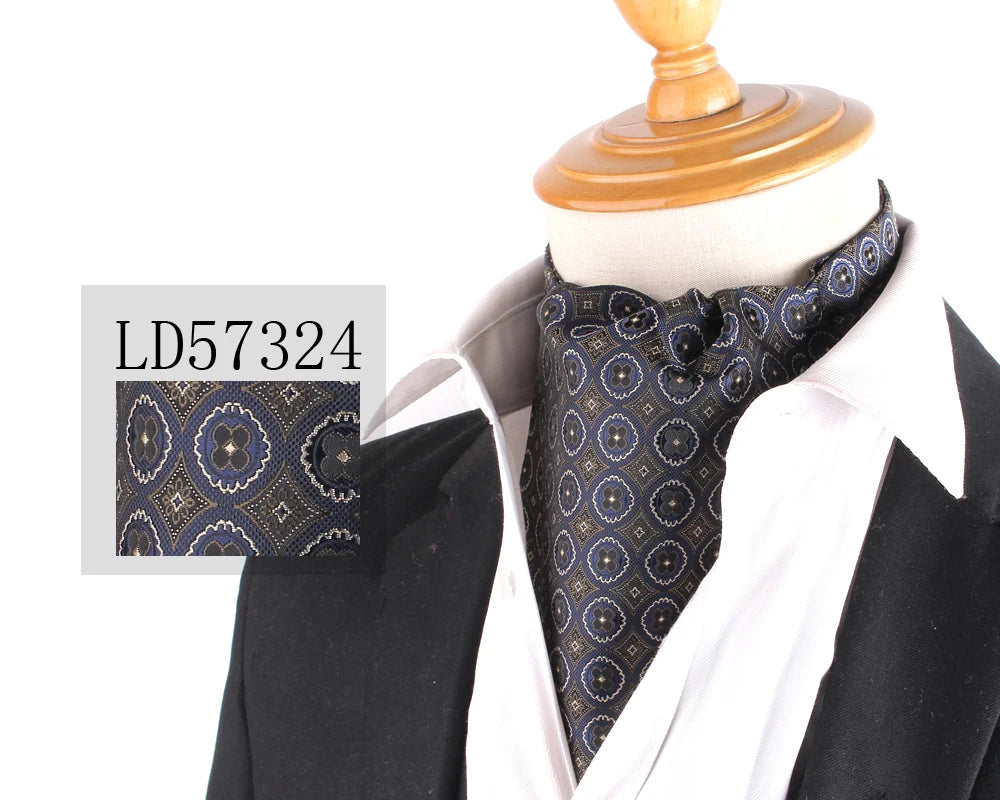 Jacquard Floral Paisley Cashew Tie Wedding Formal Cravat Ascot Scrunch Self British Gentleman Polyester Neck Tie For Men Luxury