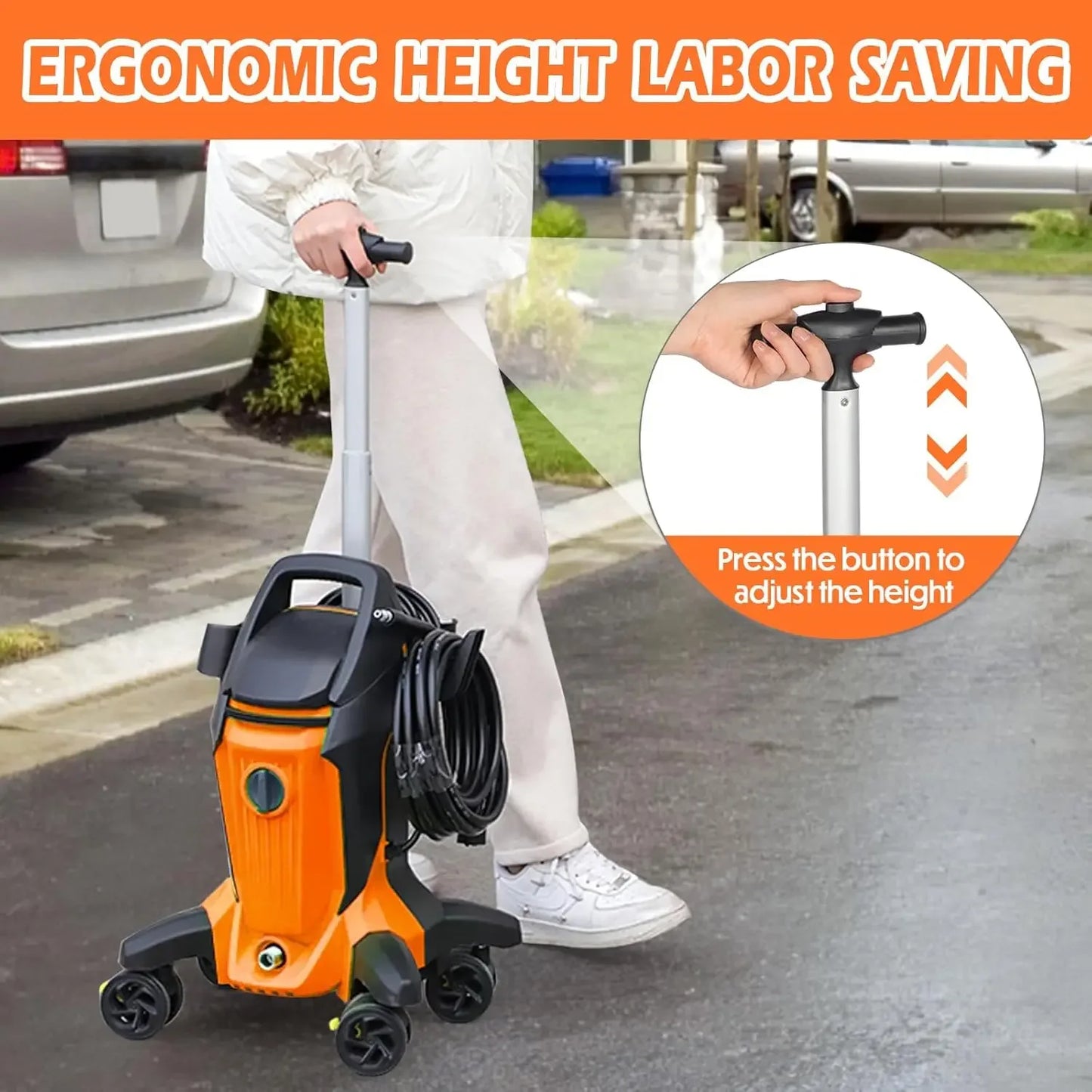 Electric Pressure Washer 4000 PSI 2.8 GPM Power Washer Telescopic Handle and Anti Tipping Technology Pressure Washer with 24FT