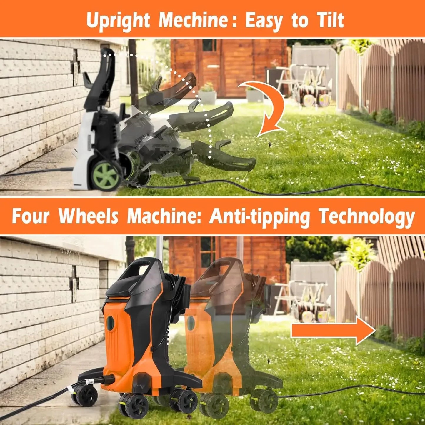 Electric Pressure Washer 4000 PSI 2.8 GPM Power Washer Telescopic Handle and Anti Tipping Technology Pressure Washer with 24FT