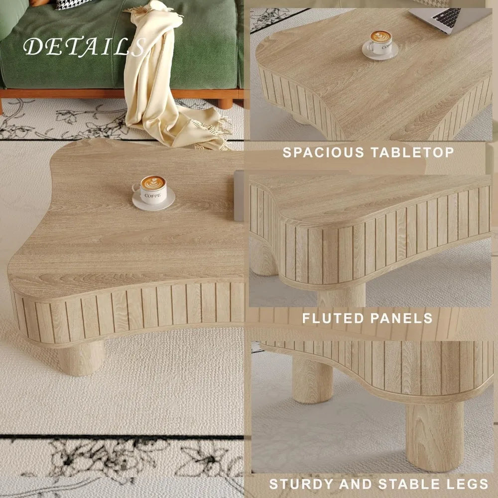 Lift Top Coffee Table with Hidden Storage, Lift Up Coffee Tables with Silent Hydraulic Lift, Cloud Shape Low Center Table Accent