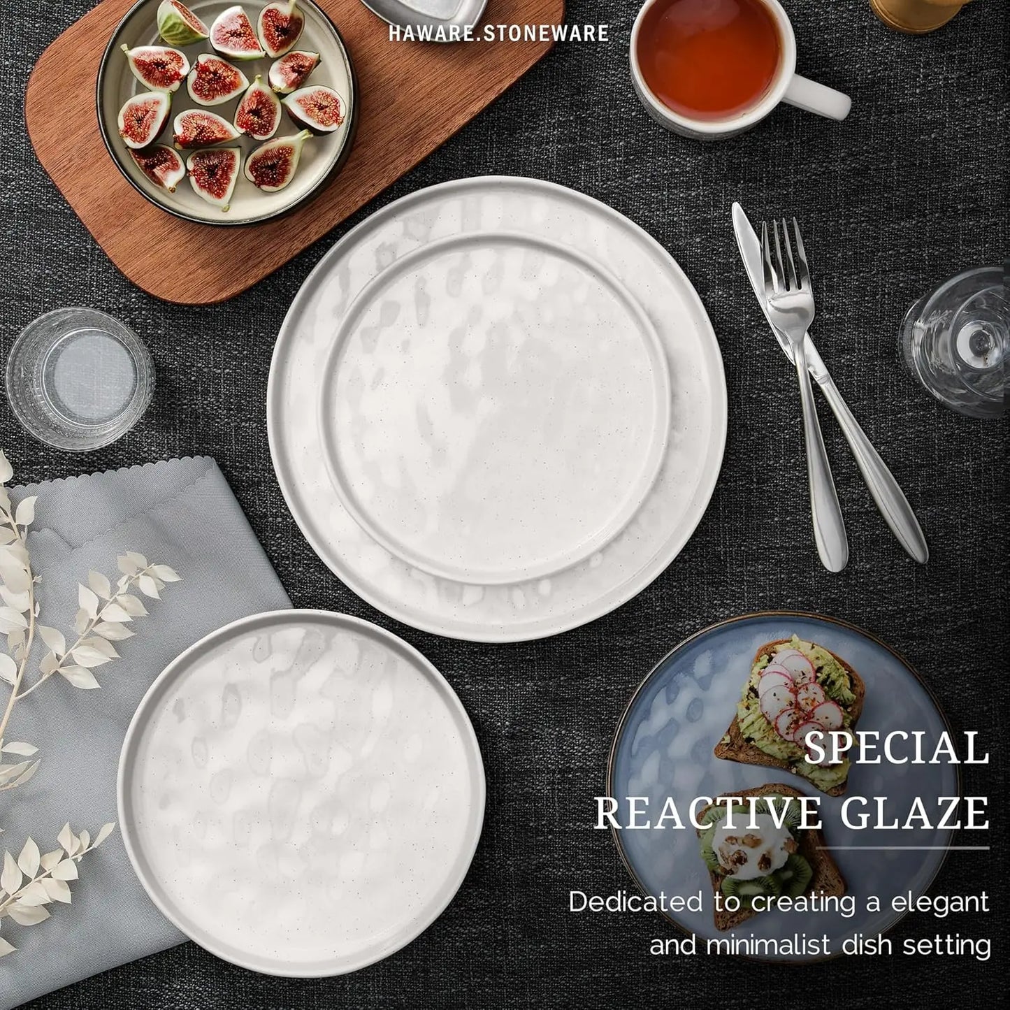 Dinnerware Sets, 18-Piece Plates and Bowls Set, Stoneware Dish Set for 6, Ceramic Dinnerware for Home Restaurant, Chip and Scrat