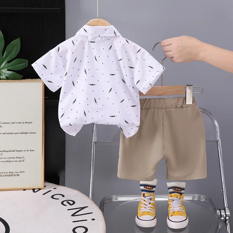 New Summer Baby Boys Clothes Suit Children Short Sleeved Shirt Shorts 2Pcs/Sets Kids Clothing Infant Outfits Toddler Tracksuits