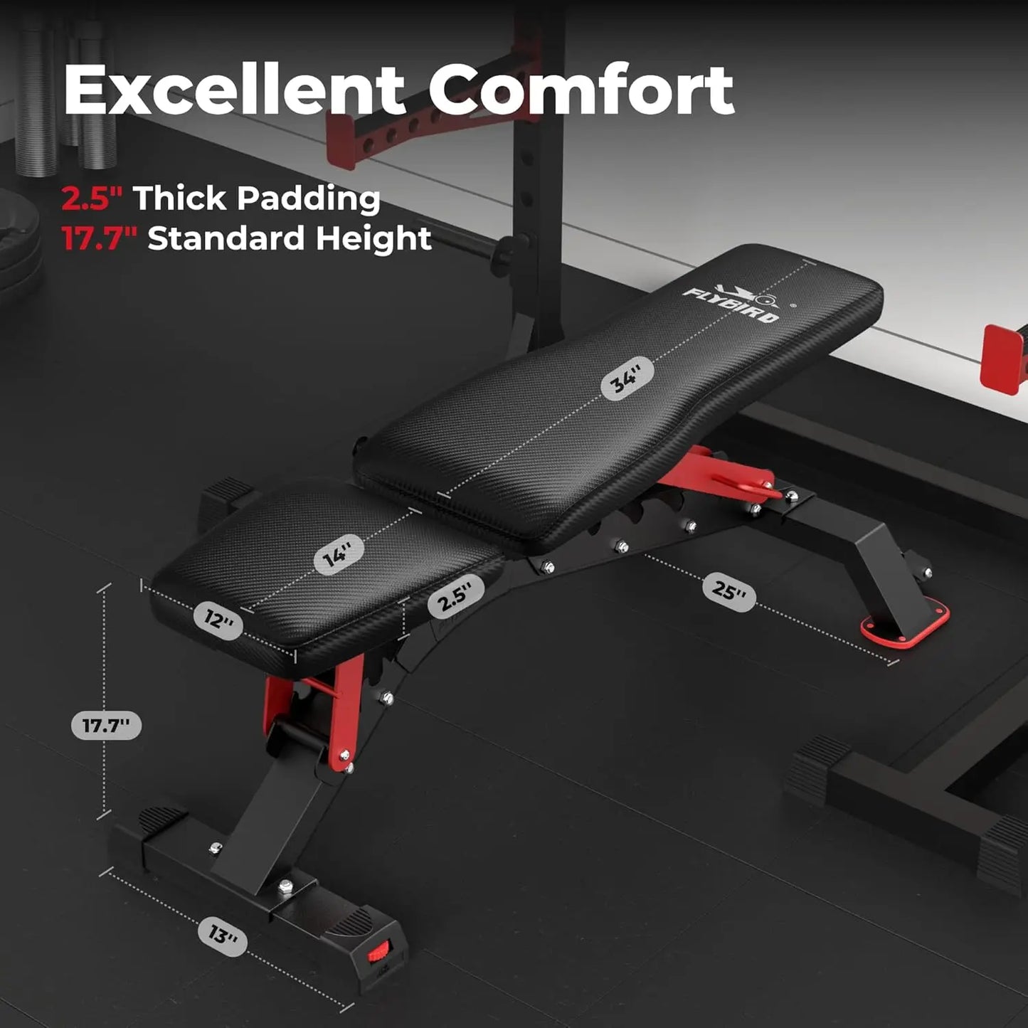 Weight Bench, 1200LBS Weight Capacity Strength Training Bench Heavy-duty Adjustable Workout Bench