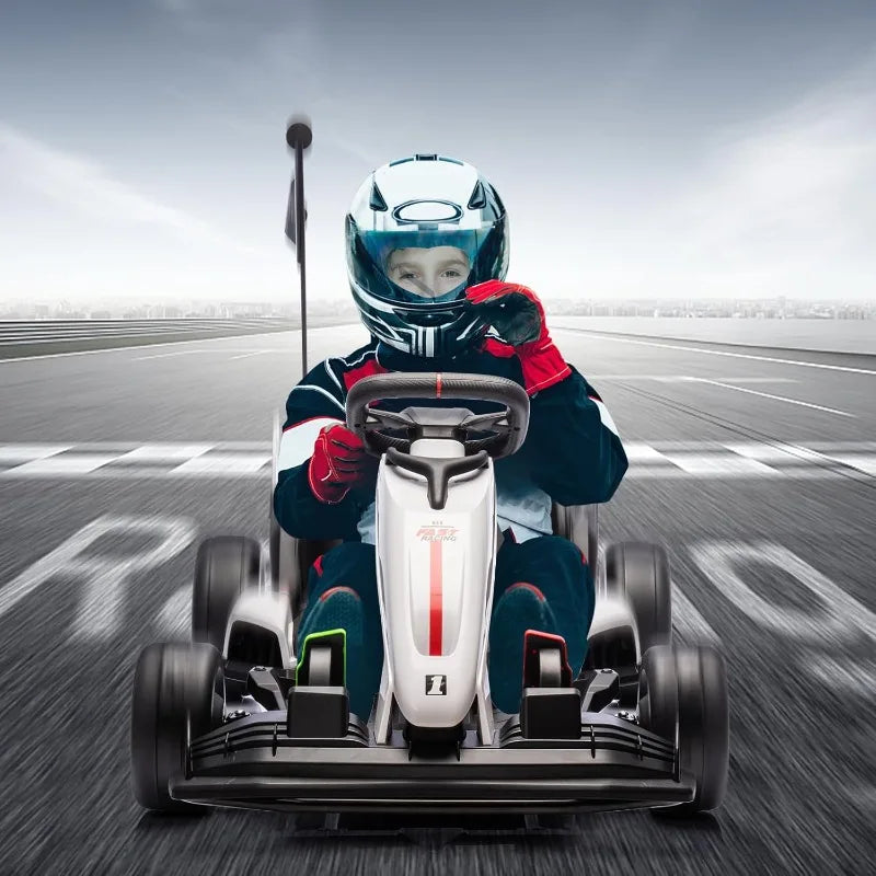 Go Kart Electric Drift Kart Car with Adjustable Seat, 24V Outdoor Ride On Toy with Variable Speed Mode, Crazy Cart