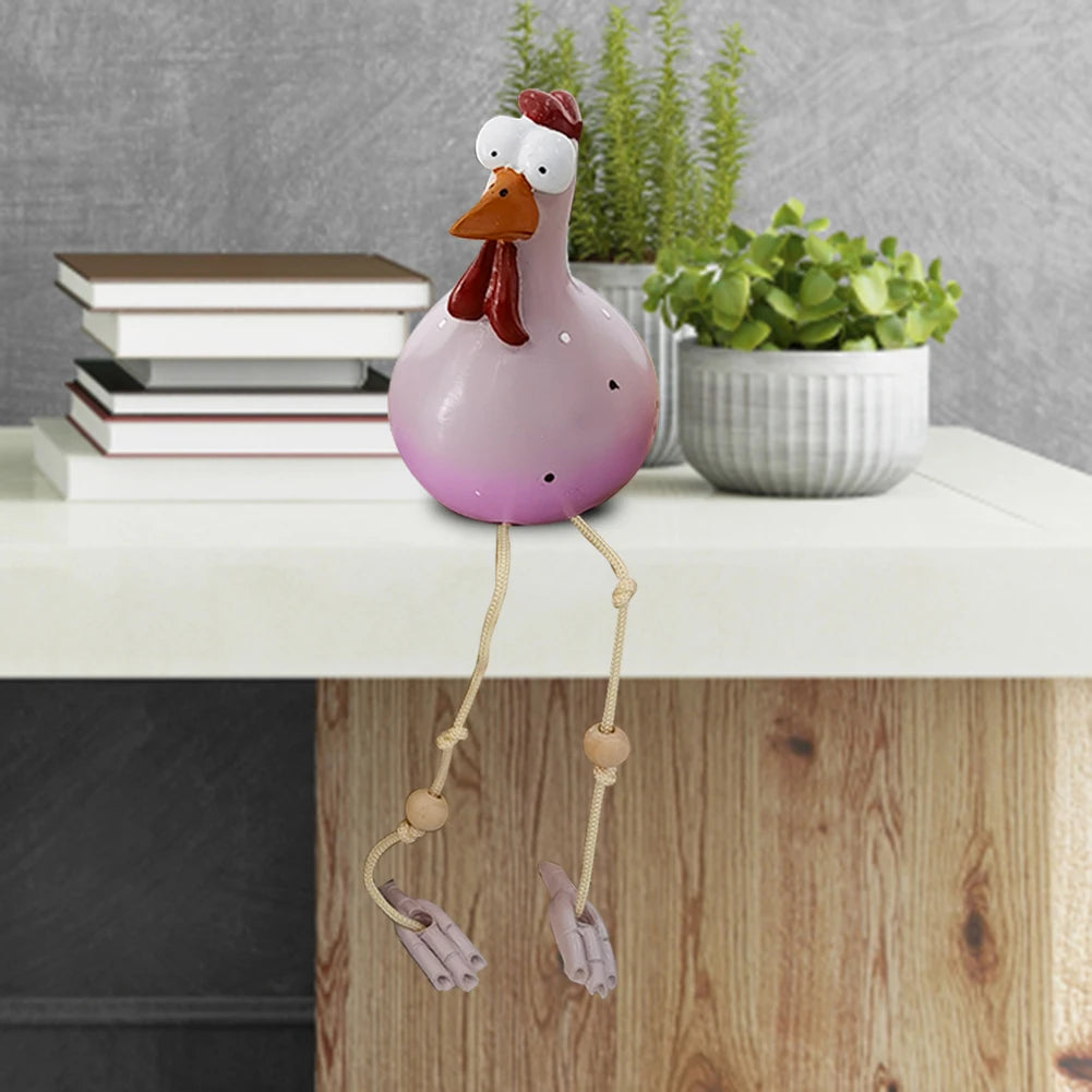 Big-eyed Chicken Creative Sculptures Craft Handicraft Long Feet Art Sculptures Waterproof Perfect Gifts for Outdoor Indoor Yard