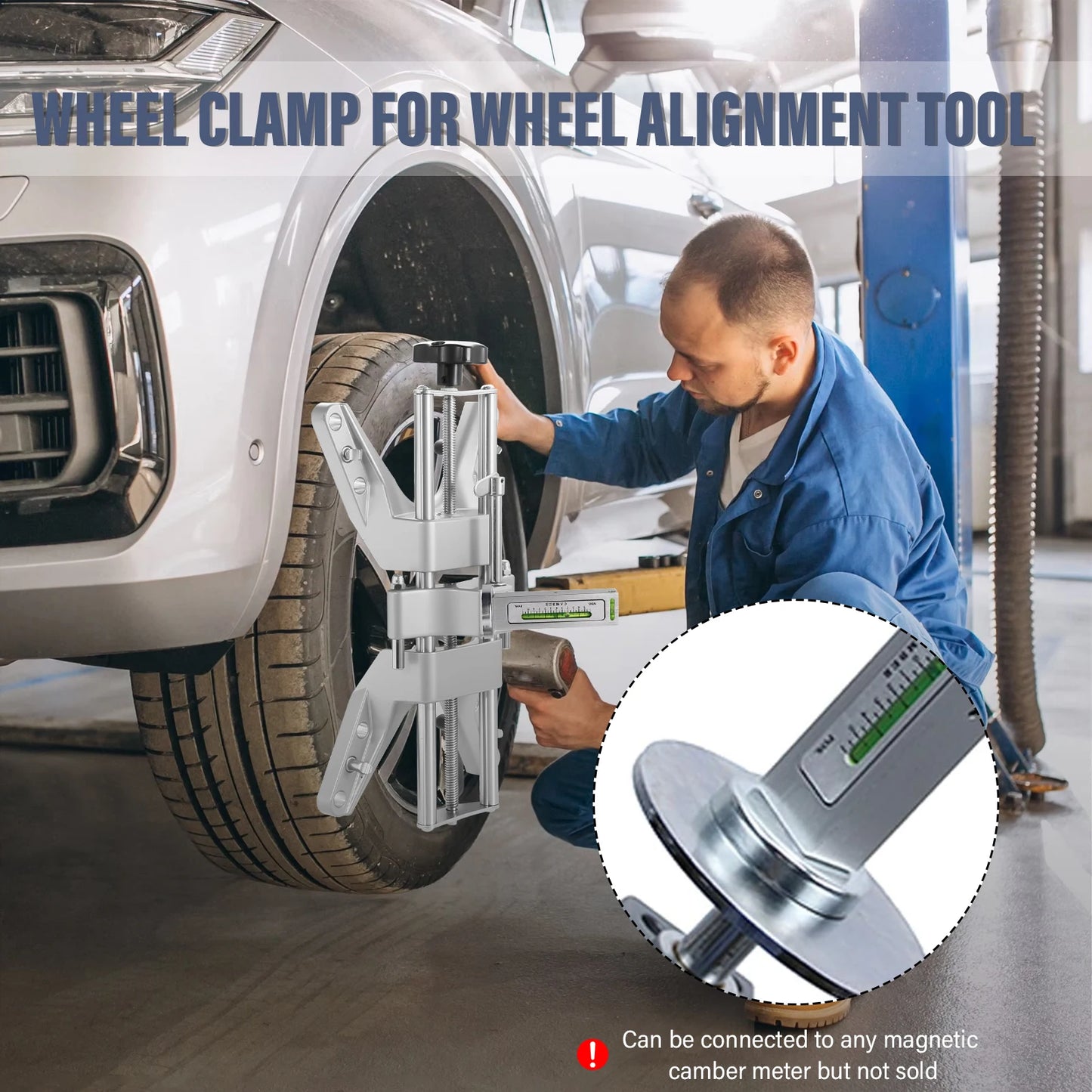 Car Wheel Alignment Tool, Wheel Clamp Magnetic Adapter for Accurate Camber and Caster Gauges, Fits 11-25in Rims for Vehicle Rims
