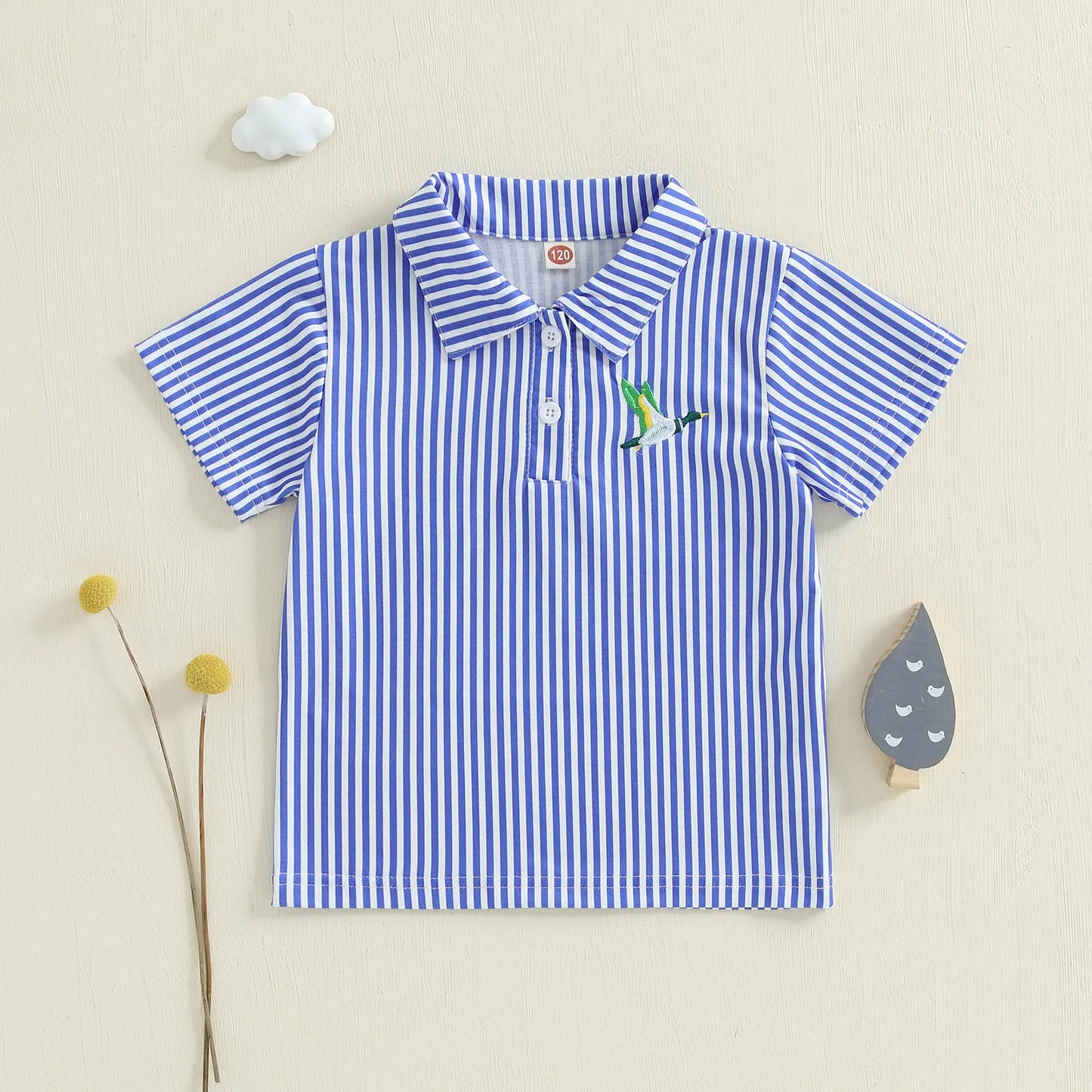 Children s Short Sleeve Shirt with Cute Bear Print and Striped Lapel Casual Summer Top for Toddler Boys Kids Fashion Clothes