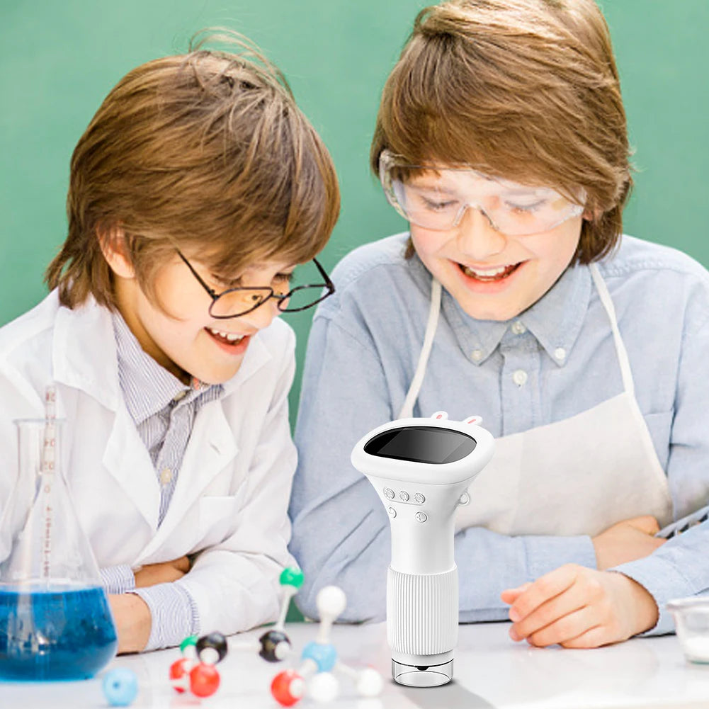 1000X Pocket Microscope for Kids 2 Inch IPS Screen Lab Digital Microscopes Equipment with 8 LED Light Mini Portable Microscopes
