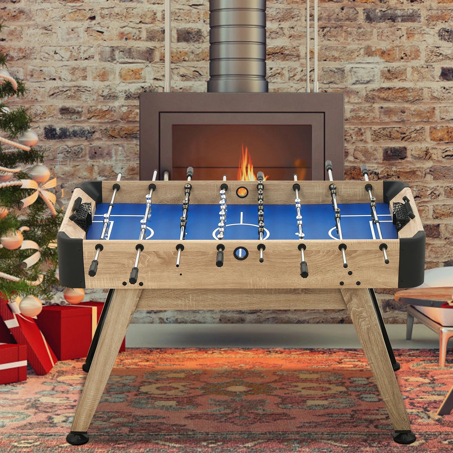 53.5 Inch Competition Sized Foosball Table Game Table Foosball Table Adult Size Arcade Table Soccer with 3 Balls Easy Assembly