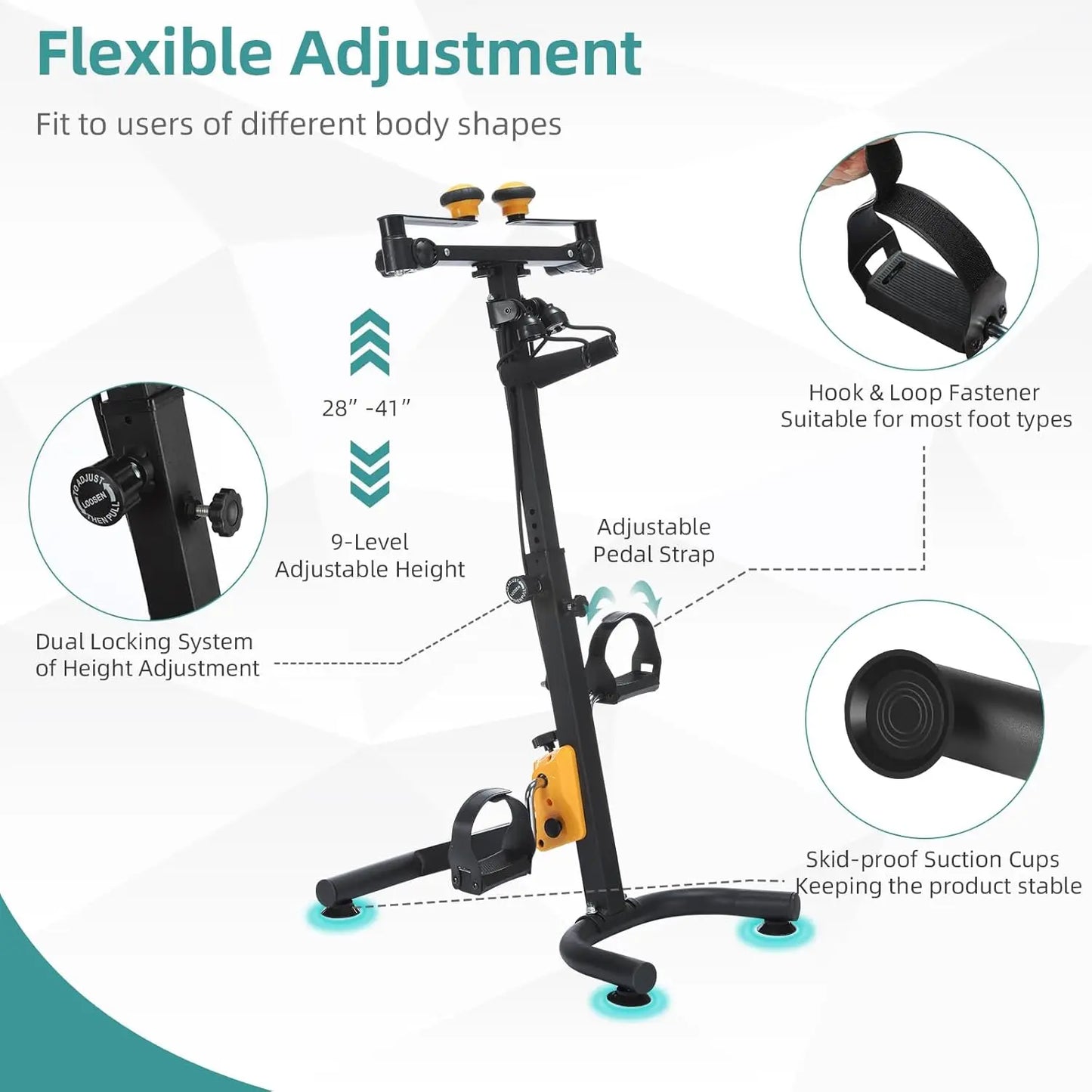 Pedal Exercise Bike for Seniors, Hand Arm Leg & Knee Peddler Adjustable Fitness Equipment, Folding Recovery Physical Therapy Hom