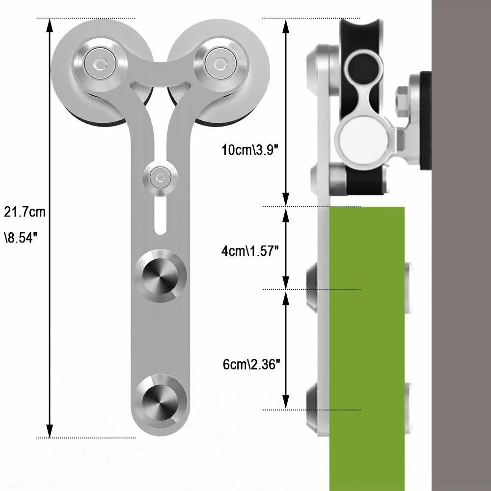 CCJH 2PCS Silver Stainless Steel Sliding Barn Wood Door Rollers Hanger Kit with Accessories (No Rail/No Doors) ,Can be Customed
