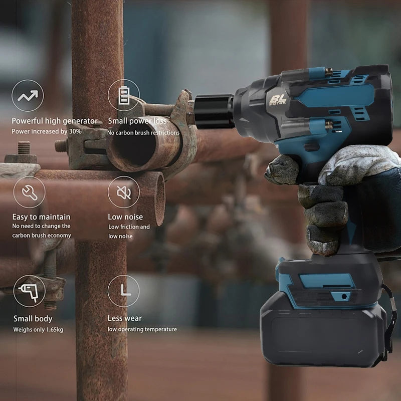 1200N.M Torque Brushless Electric Impact Wrench 1/2 inch Cordless Wrench Screwdriver Power Tools for Makita 18V Battery