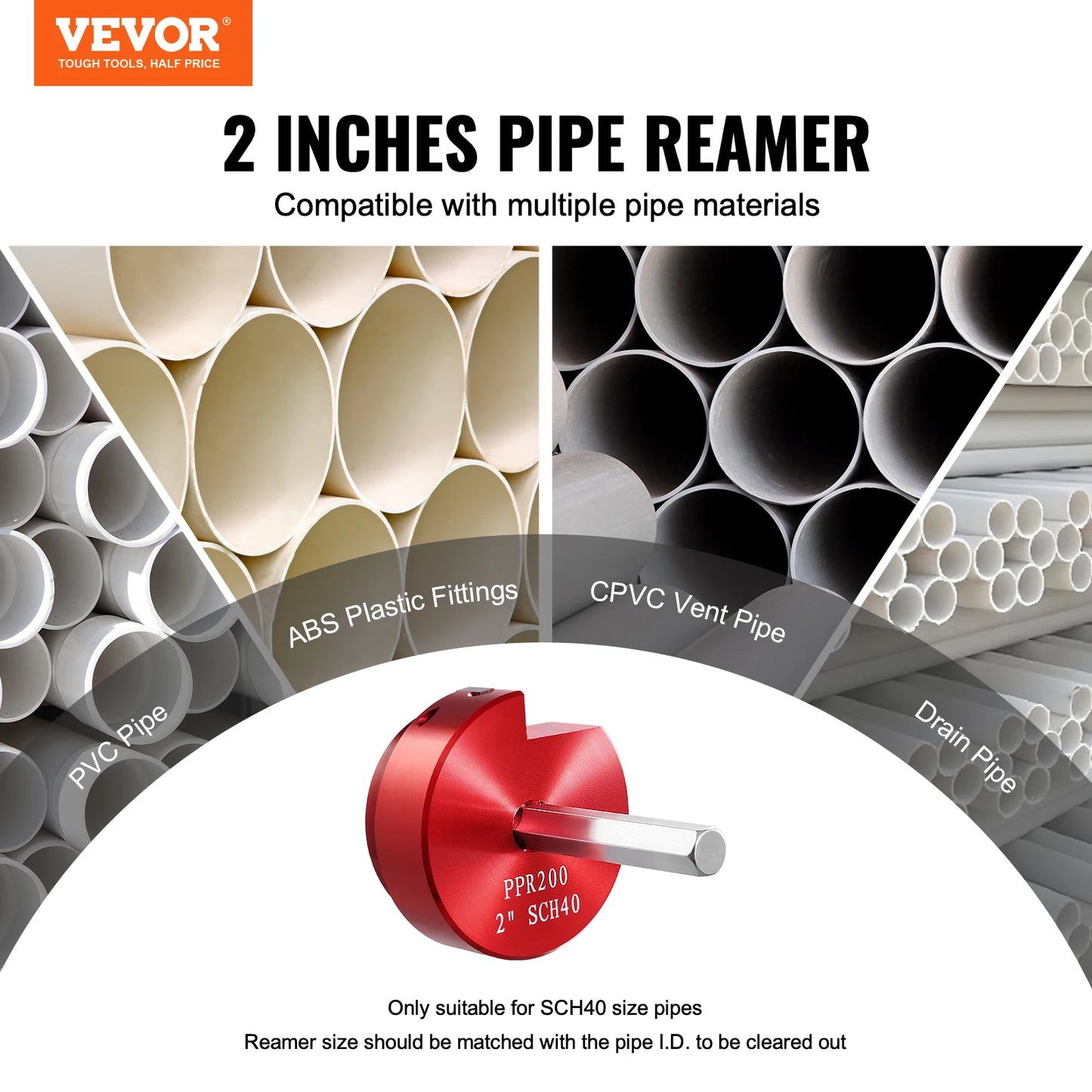 SucceBuy PVC Pipe Reamer Aluminum Alloy for Use with SCH 40ABS/PVC/CPVC Pipes Clean Solvent Cement Remnants for Drain Vent Lines