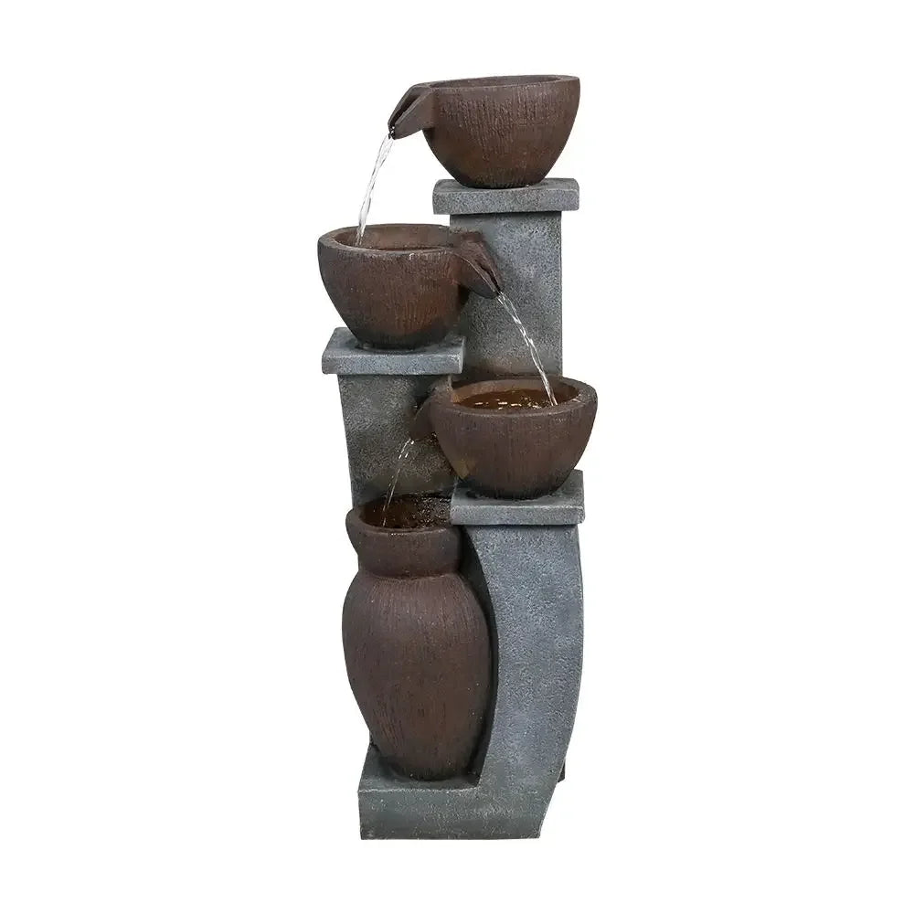 32.8" H 4-Tier Outdoor Water Fountain - LED Lighted Indoor Outdoor Garden Fountains and Waterfalls for Garden, Patio, Deck