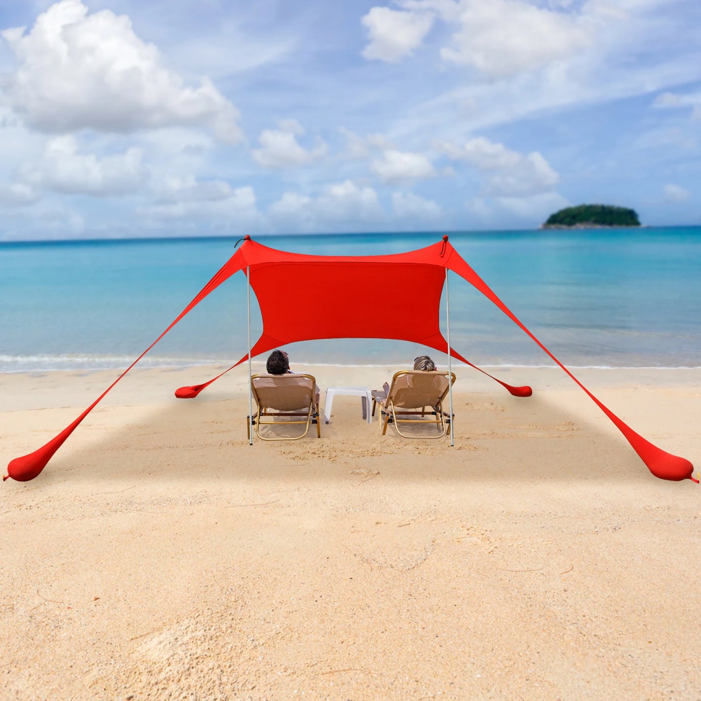 Red 2m * 1.6m Beach Elastic Sunshade Outdoor Tent for Beach Camping For 2-3 People For Beach Camping Fishing Backyard Picnic