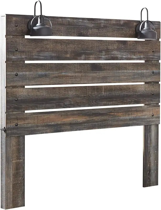 Drystan Rustic Panel Headboard ONLY with USB Charging Stations, Twin, Brown
