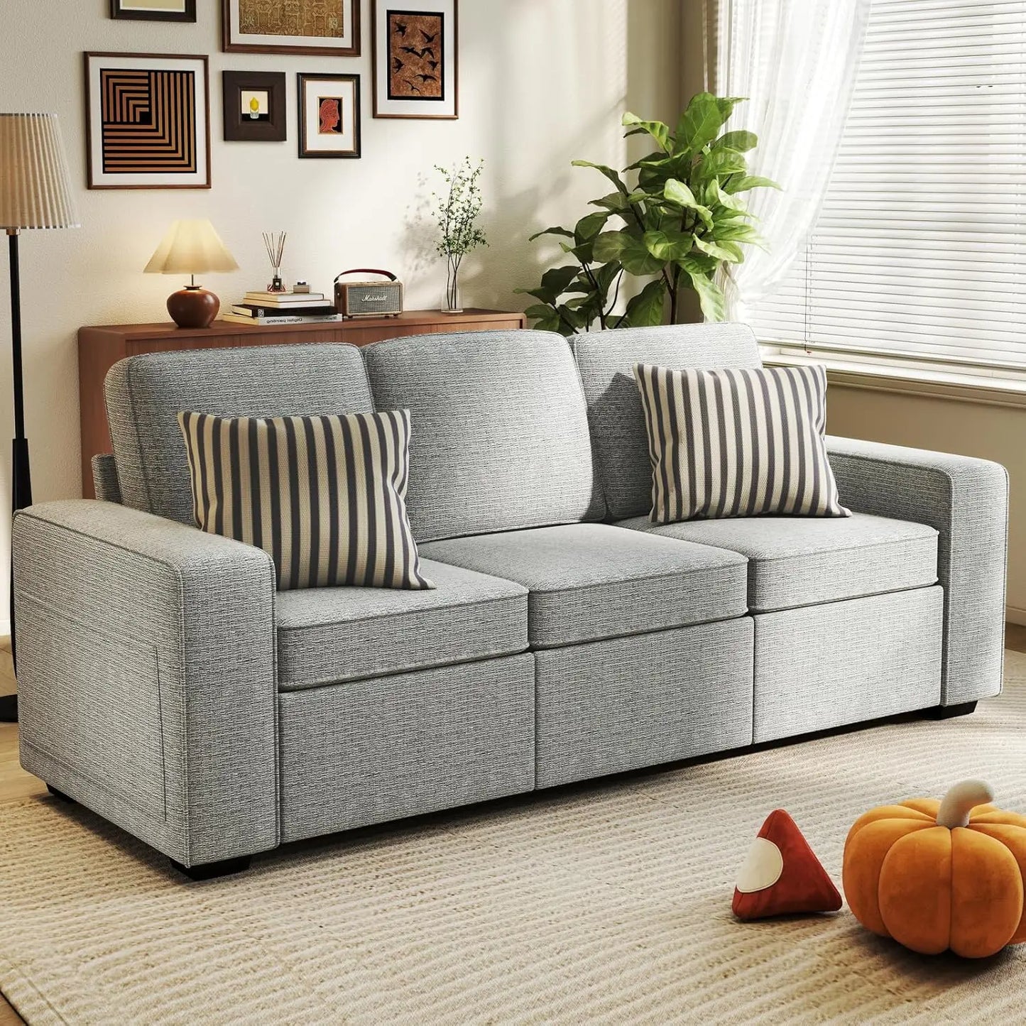 80" Modern Sofa Couch, Soft Chenille Sofas for Living Room Furniture,3 Seater Deep Seat Comfy Lounge Sofa