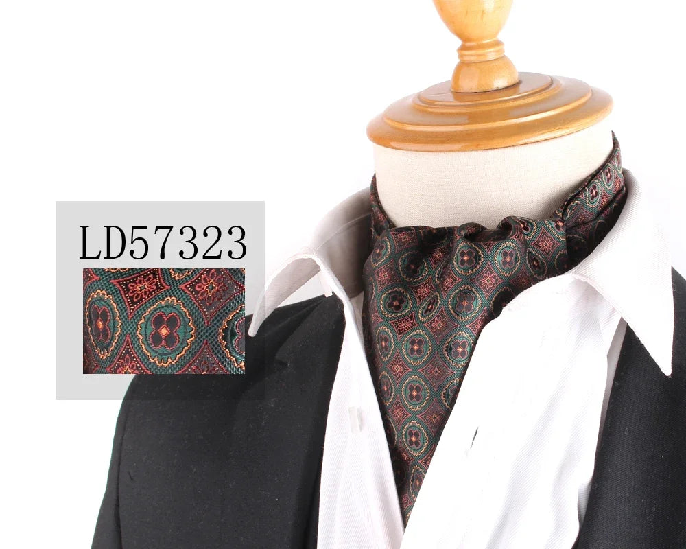 Jacquard Floral Paisley Cashew Tie Wedding Formal Cravat Ascot Scrunch Self British Gentleman Polyester Neck Tie For Men Luxury