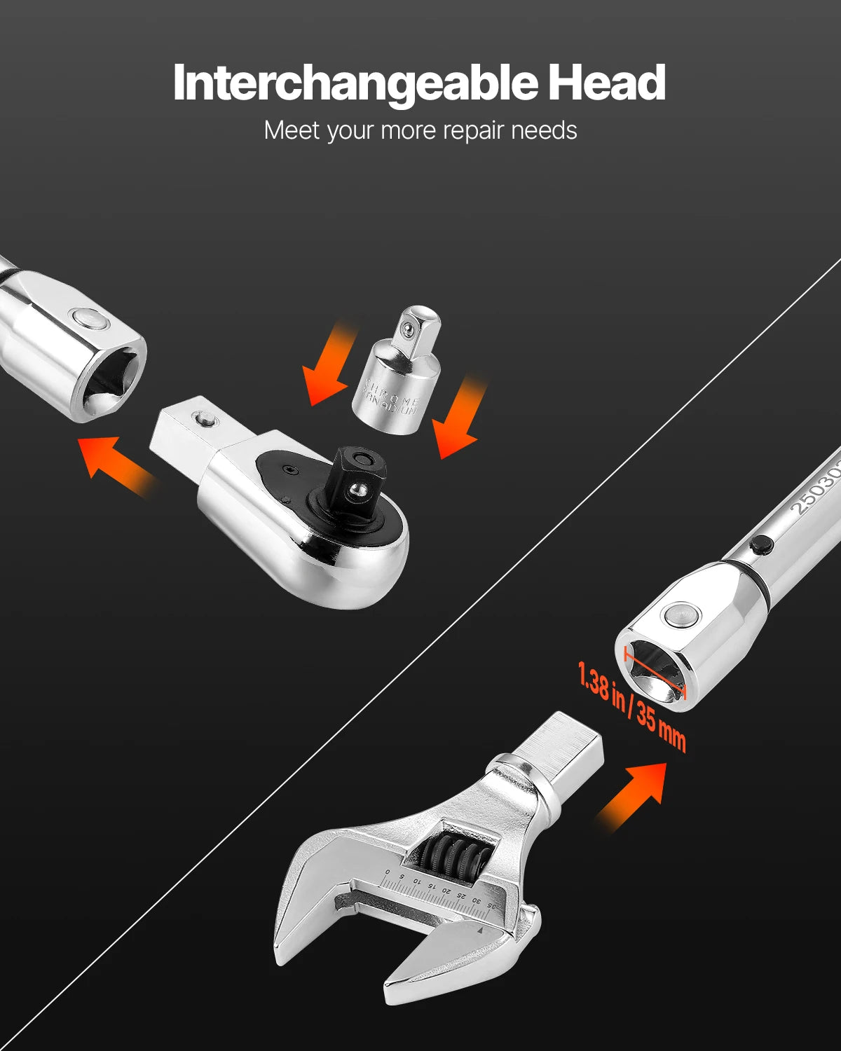 VEVOR Adjustable Click Torque Wrench 1/2 Inch Drive 20-160lbf-ft Dual-direction and Dual Range Scales with Adapter