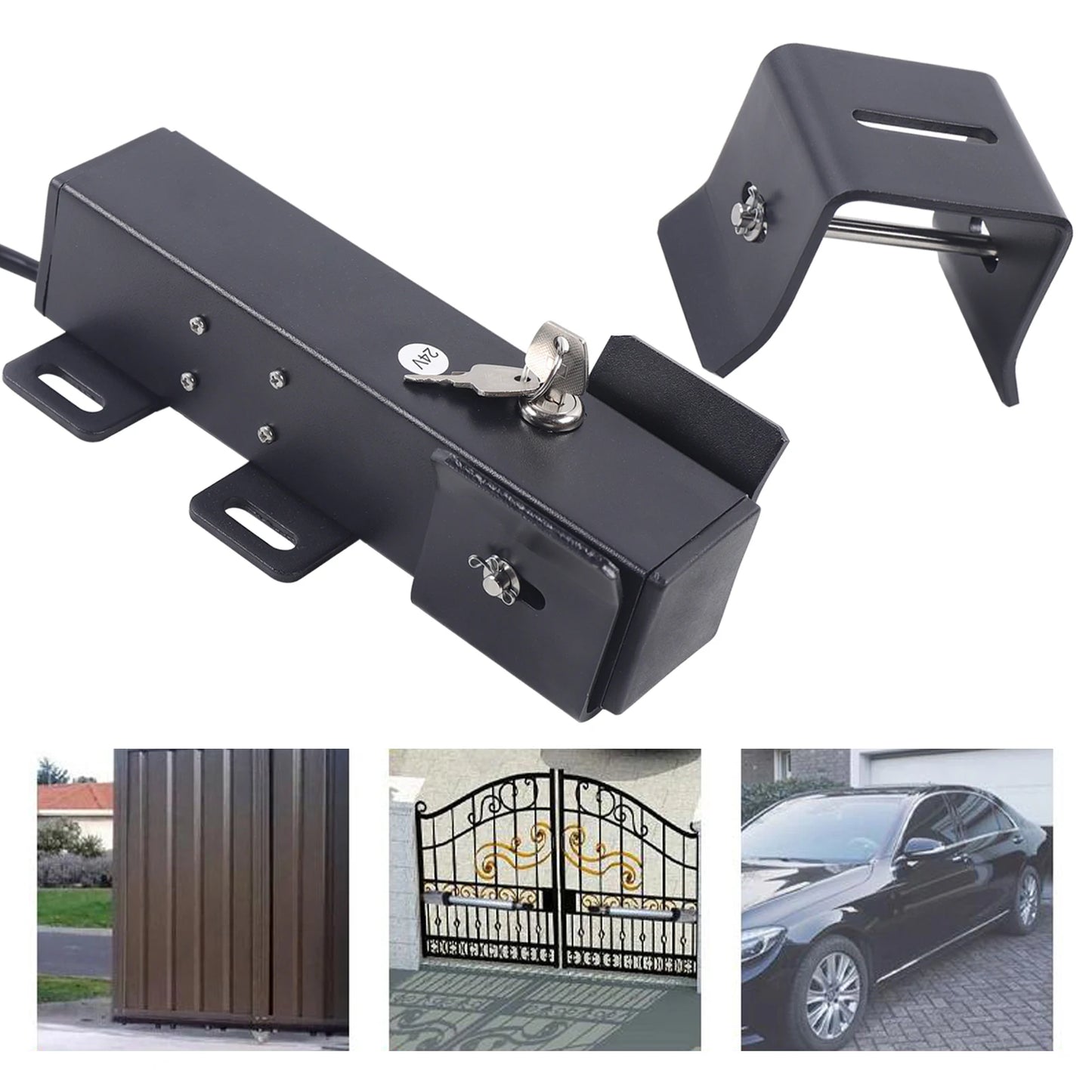 24V Electric Double &r Single Sliding Door Lock Automatic Gate Latch Locks Rotary Control By Gate Opener